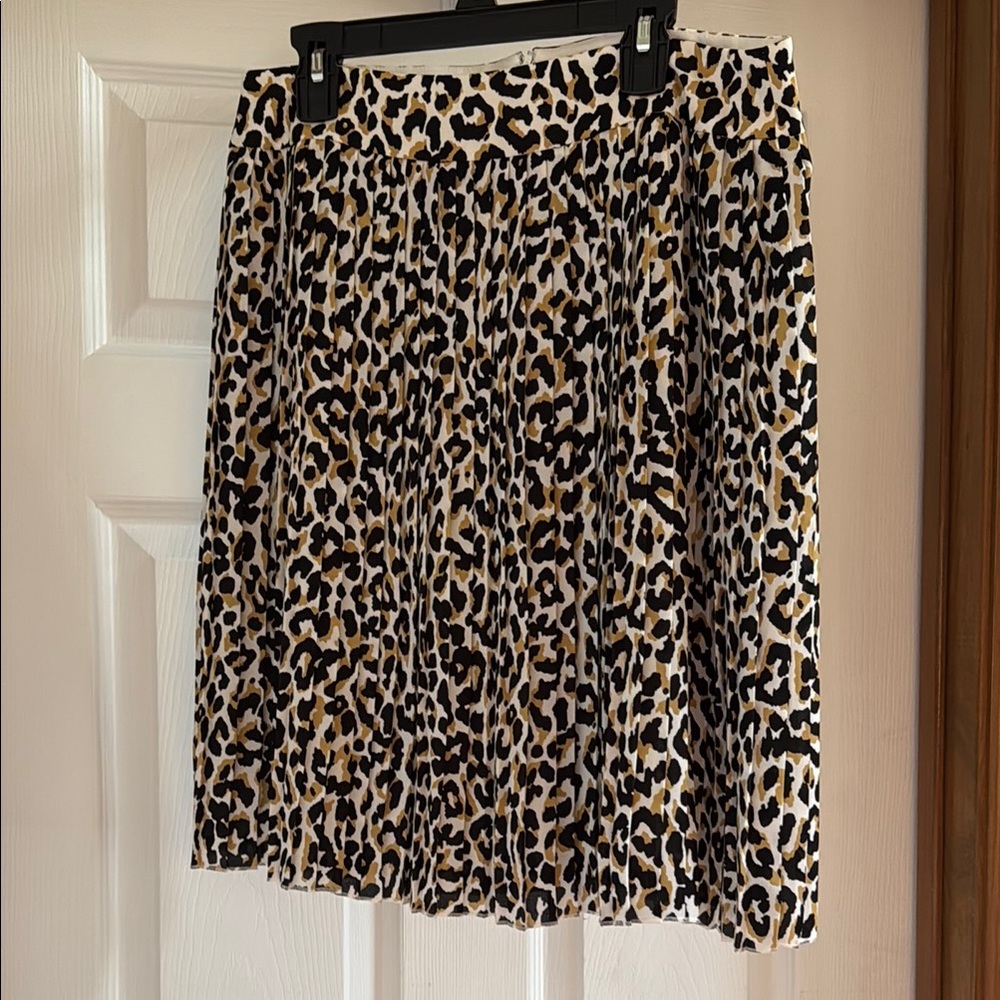 J. Crew Black and Tan Knee-Length A-Line Skirt
